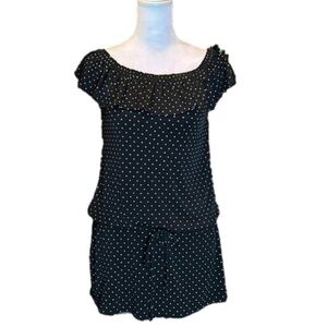 WHITE HOUSE BLACK MARKET WHBM  Black w/ White Polka Dots Top